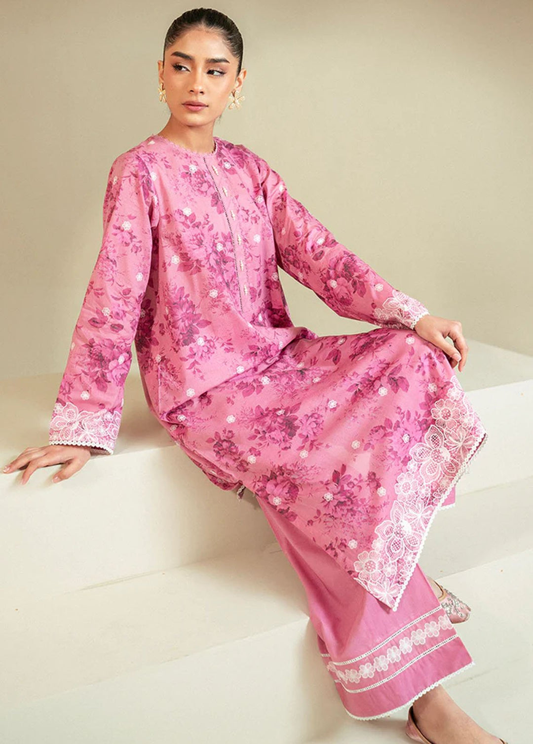 Cross Stitch Printed Lawn Suits Unstitched 2 Piece CS24DL D-17 Moon Light - Summer Collection