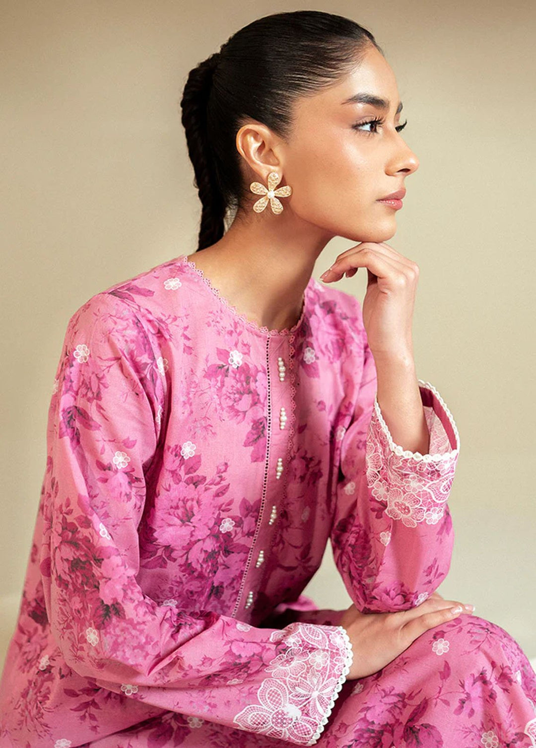 Cross Stitch Printed Lawn Suits Unstitched 2 Piece CS24DL D-17 Moon Light - Summer Collection