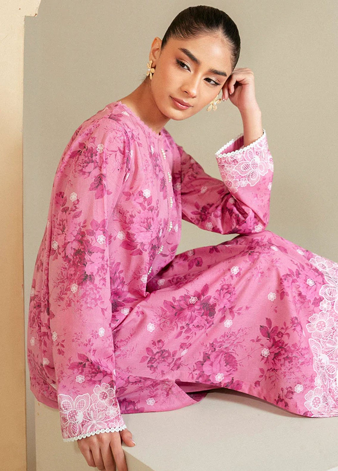 Cross Stitch Printed Lawn Suits Unstitched 2 Piece CS24DL D-17 Moon Light - Summer Collection