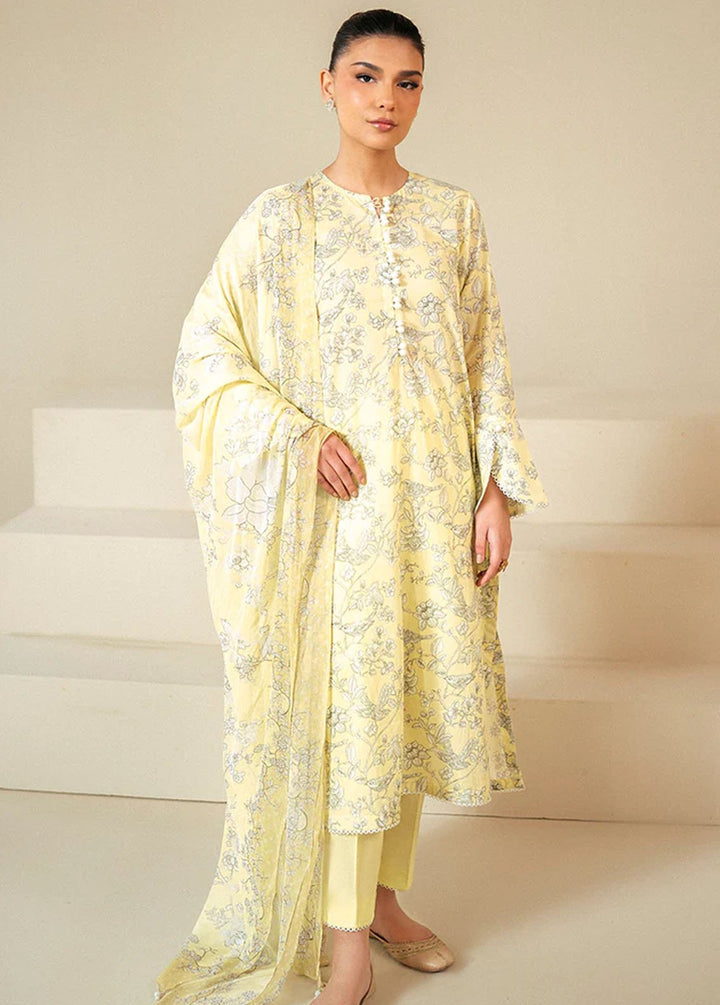 Cross Stitch Printed Lawn Suits Unstitched 3 Piece CS24DL D-01 Cream Brulee - Summer Collection