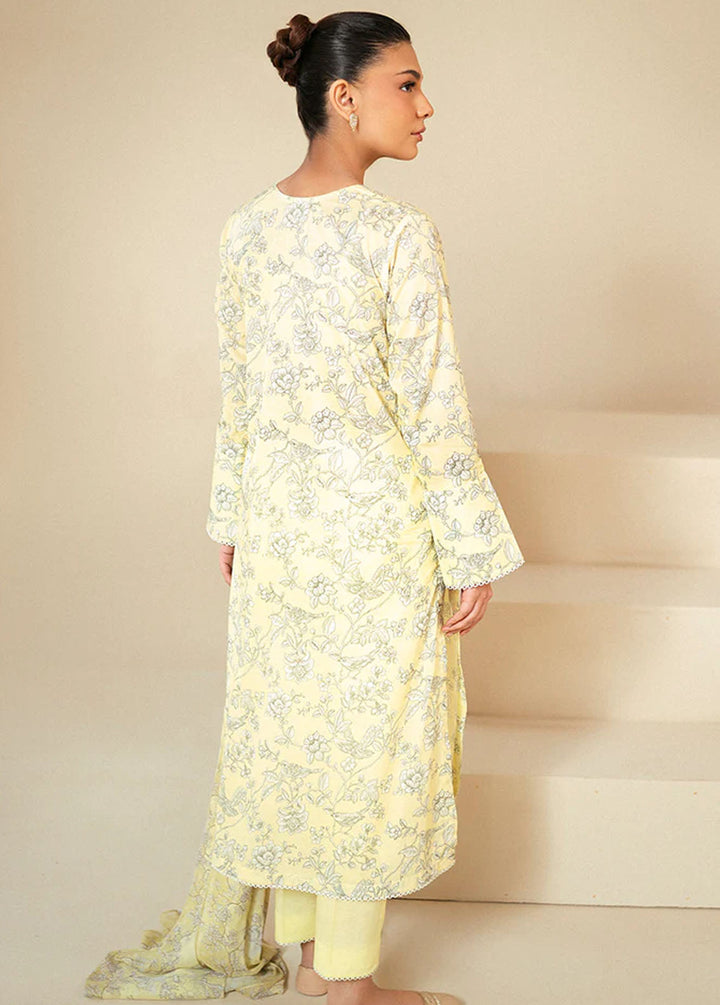 Cross Stitch Printed Lawn Suits Unstitched 3 Piece CS24DL D-01 Cream Brulee - Summer Collection