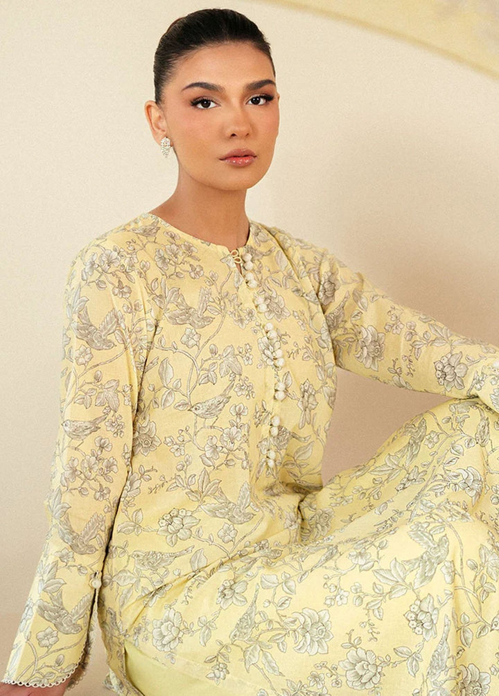 Cross Stitch Printed Lawn Suits Unstitched 3 Piece CS24DL D-01 Cream Brulee - Summer Collection