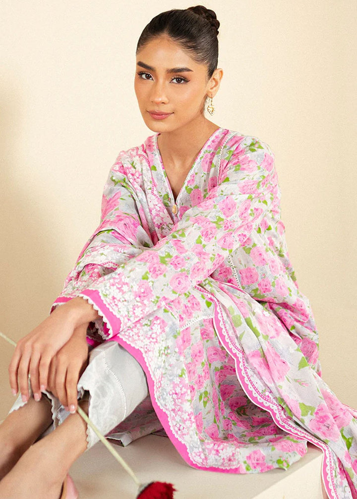 Cross Stitch Printed Lawn Suits Unstitched 3 Piece CS24DL D-05 Floral Wind - Summer Collection