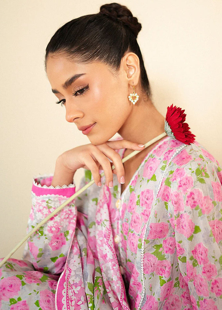 Cross Stitch Printed Lawn Suits Unstitched 3 Piece CS24DL D-05 Floral Wind - Summer Collection