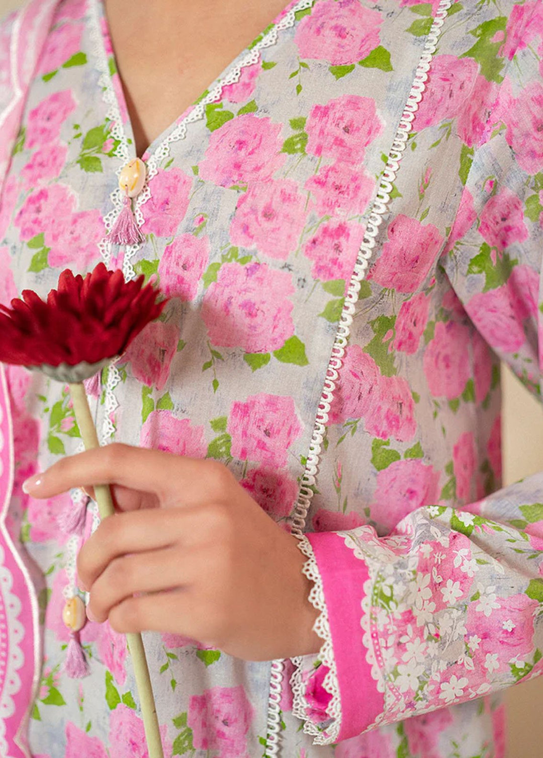 Cross Stitch Printed Lawn Suits Unstitched 3 Piece CS24DL D-05 Floral Wind - Summer Collection