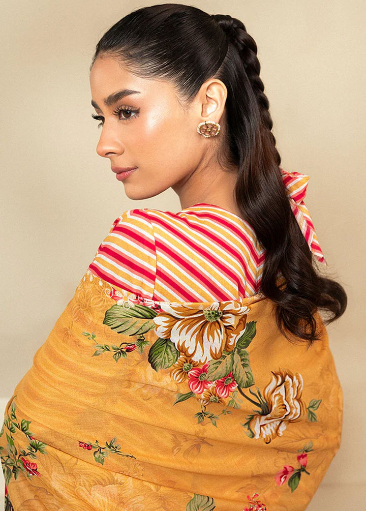 Cross Stitch Printed Lawn Suits Unstitched 3 Piece CS24DL D-06 Golden Rosado - Summer Collection