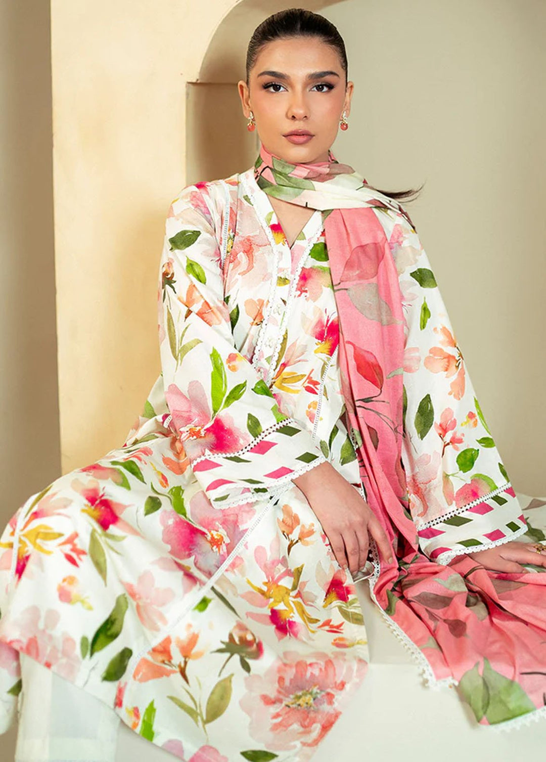 Cross Stitch Printed Lawn Suits Unstitched 3 Piece CS24DL D-07 Hazel Willow - Summer Collection