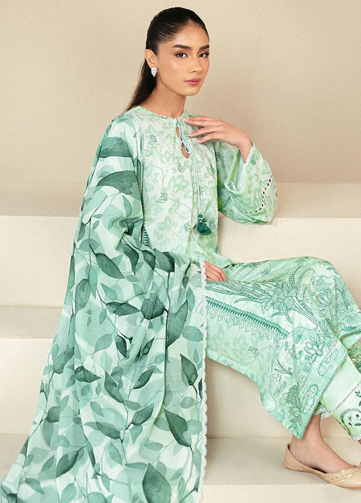 Cross Stitch Printed Lawn Suits Unstitched 3 Piece CS24DL D-09 Minty Meadow - Summer Collection