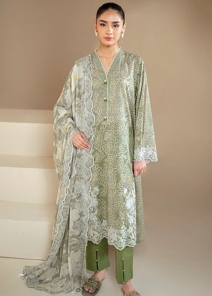 Cross Stitch Printed Lawn Suits Unstitched 3 Piece CS24DL D-11 Sage Breeze - Summer Collection