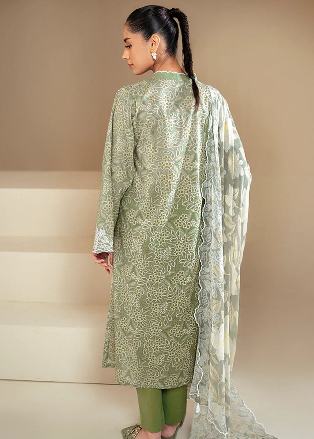 Cross Stitch Printed Lawn Suits Unstitched 3 Piece CS24DL D-11 Sage Breeze - Summer Collection