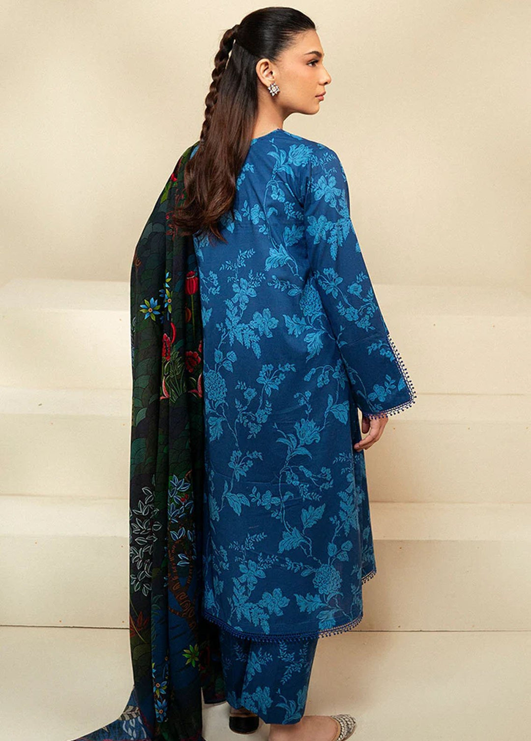 Cross Stitch Printed Lawn Suits Unstitched 3 Piece CS24DL D-13 Teal Oakley - Summer Collection