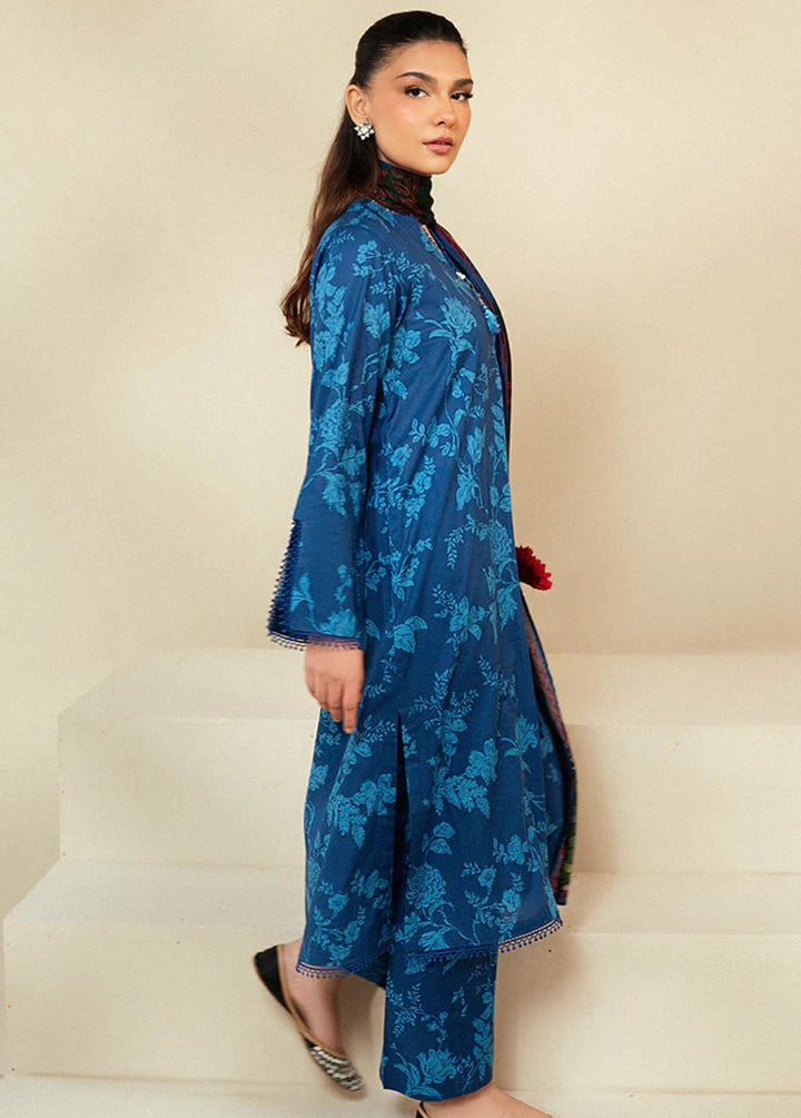 Cross Stitch Printed Lawn Suits Unstitched 3 Piece CS24DL D-13 Teal Oakley - Summer Collection