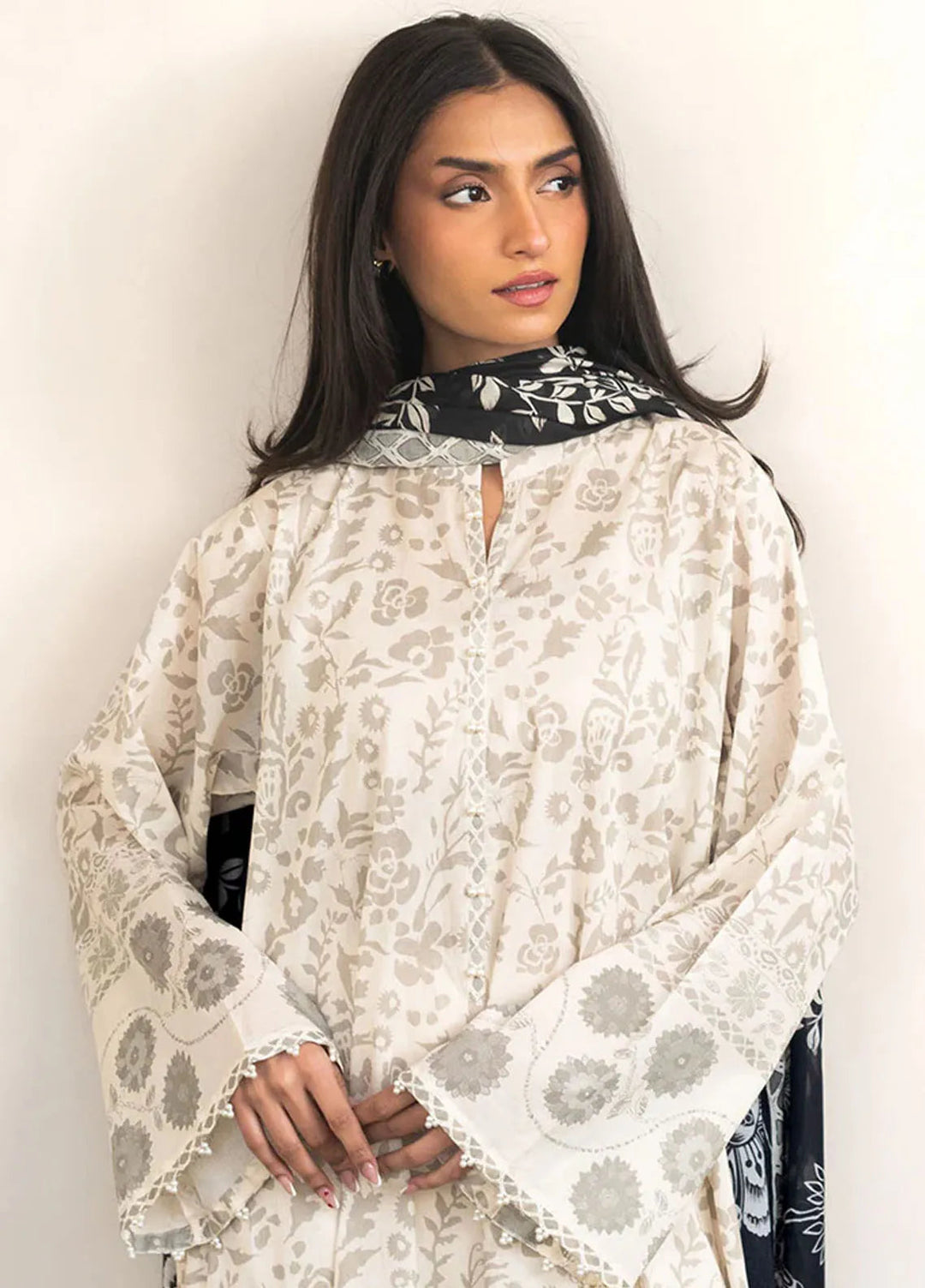 Cross Stitch Printed Lawn Suits Unstitched 3 Piece CS25DL Coral Whisper - Summer Collection