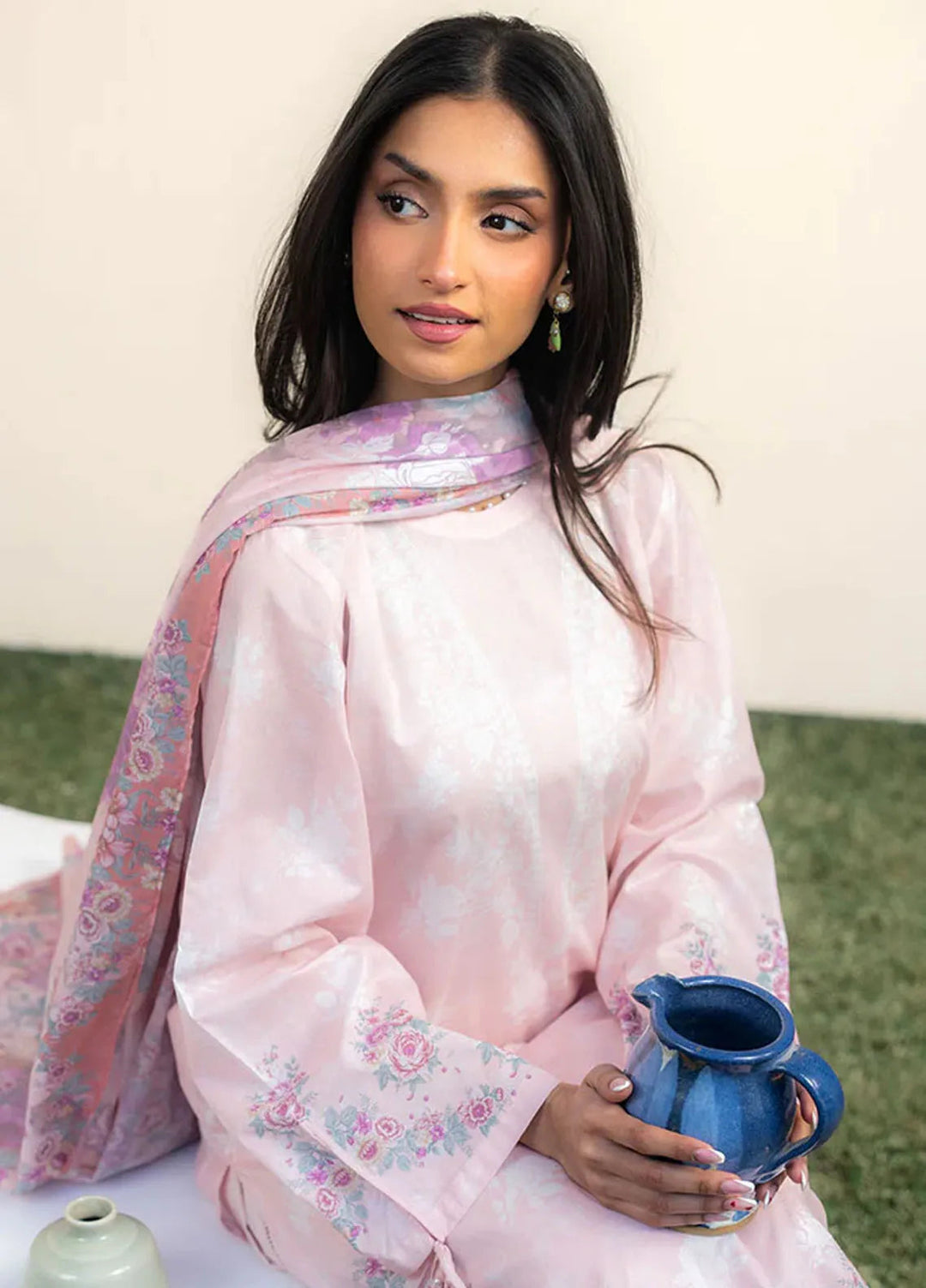 Cross Stitch Printed Lawn Suits Unstitched 3 Piece CS25DL Rosy Bliss - Summer Collection