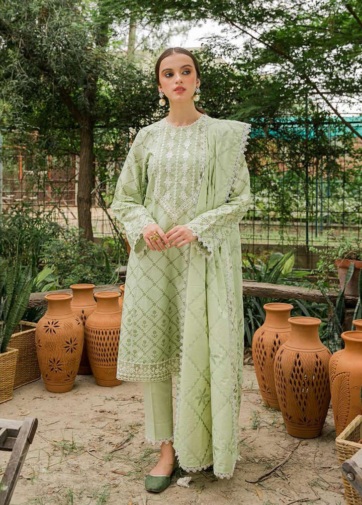 Seher By Cross Stitch Embroidered Cambric Suits Unstitched 3 Piece CS22S 08 Pistacia Pearl - Premium Collection