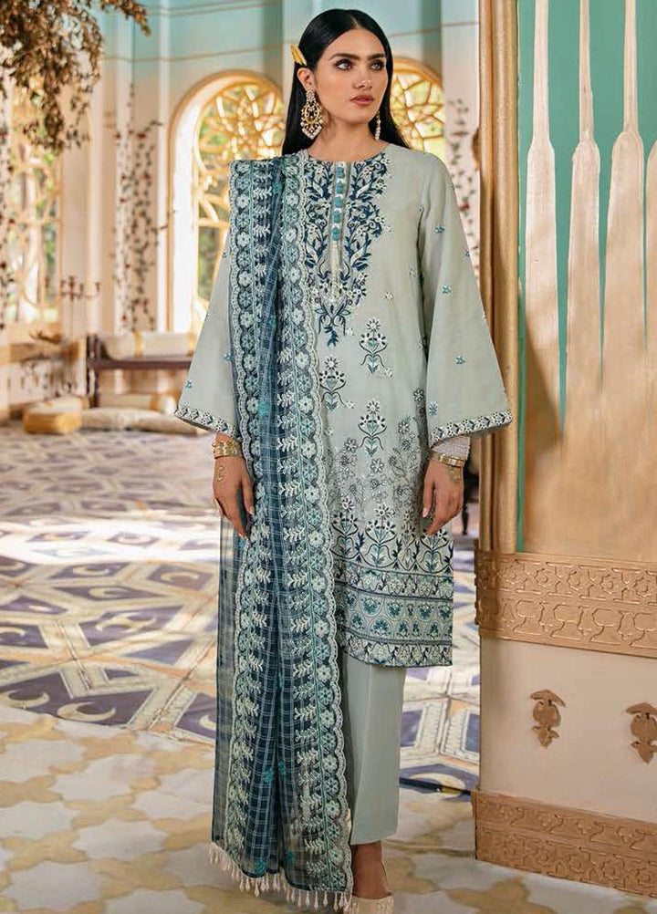 Cross Stitch Embroidered Lawn Suits Unstitched 3 Piece CS21SU 04-CRADLE ASH - Luxury Collection