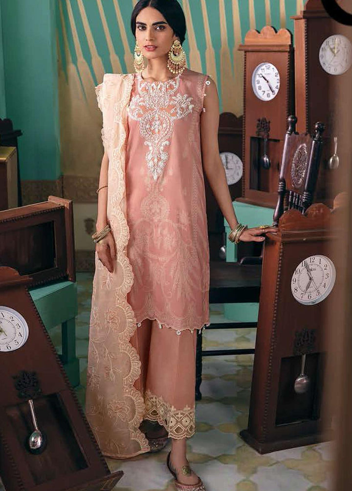 Cross Stitch Embroidered Lawn Suits Unstitched 3 Piece CS21SU 22-PINK MUSE - Luxury Collection