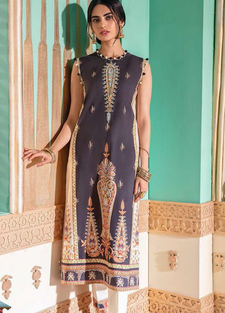 Cross Stitch Embroidered Lawn Suits Unstitched 2 Piece CS21SU 24-BEIGE BREEZE - Luxury Collection