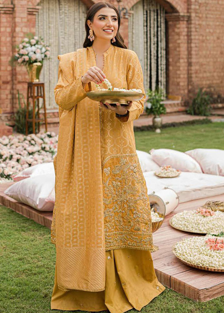 The Bride Tribe By Cross Stitch Embroidered Jacquard Suits Unstitched 3 Piece CS22BT Seer Zard - Wedding Collection