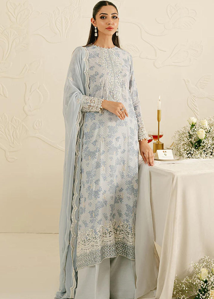 Cross Stitch Embroidered Silk Suits Unstitched 3 Piece CS23TBT Ballard Blue - Festive Collection