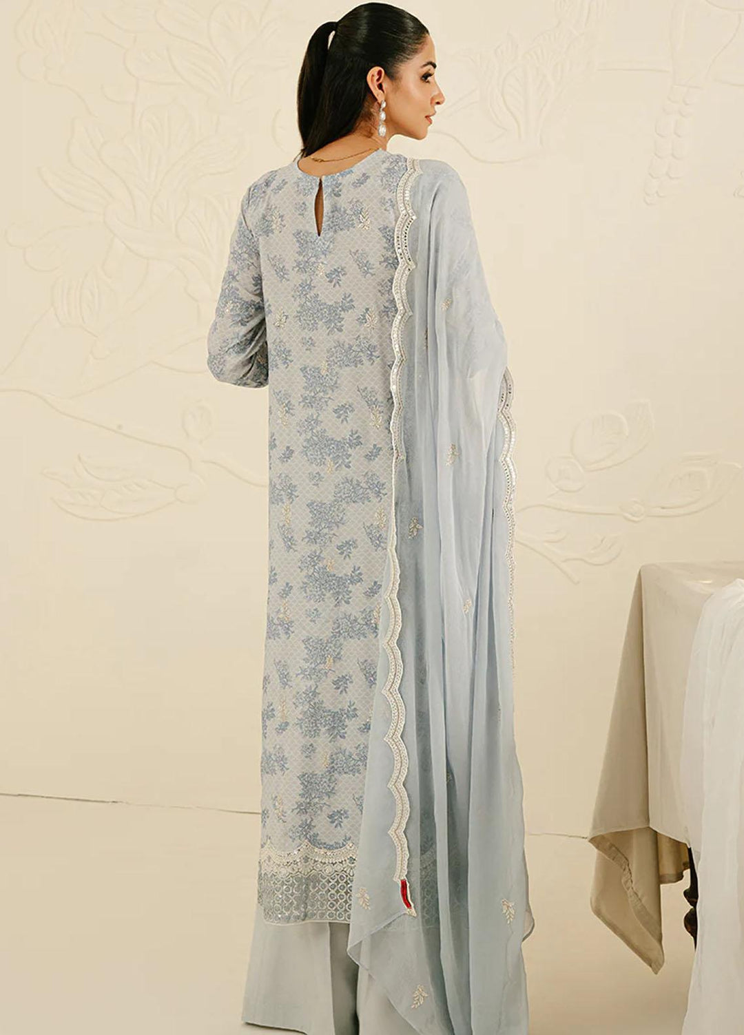 Cross Stitch Embroidered Silk Suits Unstitched 3 Piece CS23TBT Ballard Blue - Festive Collection