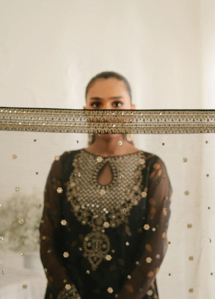 Cross Stitch Embroidered Organza Suits Unstitched 4 Piece CS23TBT Bristol Raven - Festive Collection