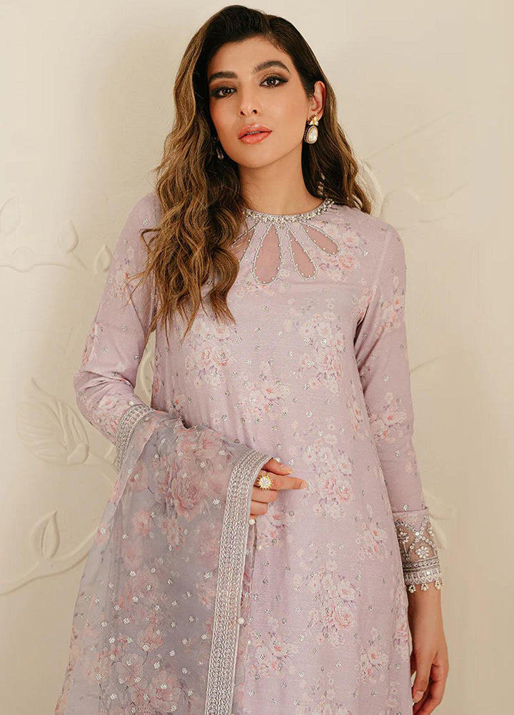 Cross Stitch Embroidered Silk Suits Unstitched 3 Piece CS23TBT Lilac Abloom - Festive Collection