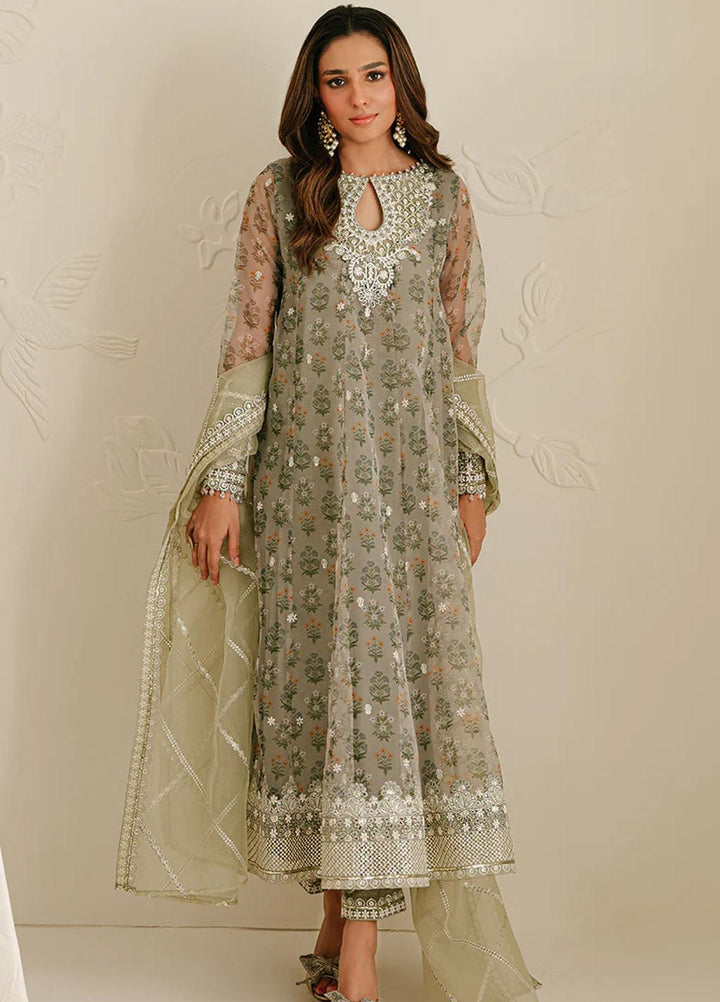 Cross Stitch Embroidered Organza Suits Unstitched 4 Piece CS23TBT Relic Fossil - Festive Collection