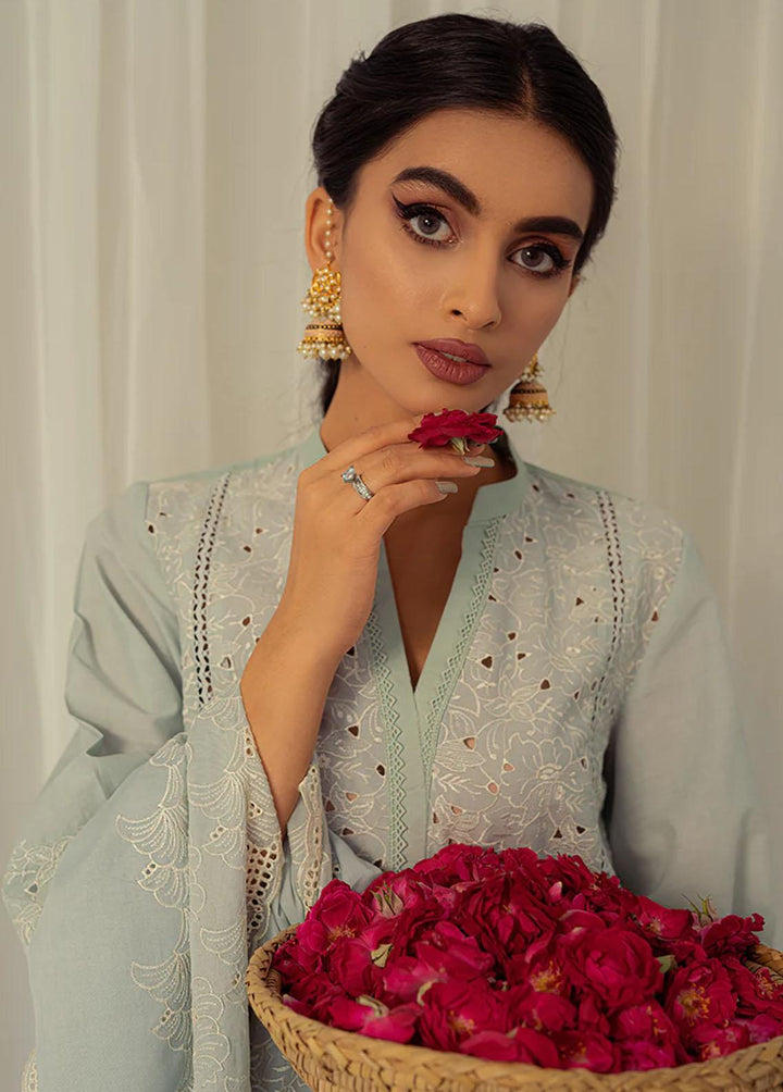 Cross Stitch Embroidered Lawn Suits Unstitched 3 Piece CS23L Blue Ivy - Summer Collection