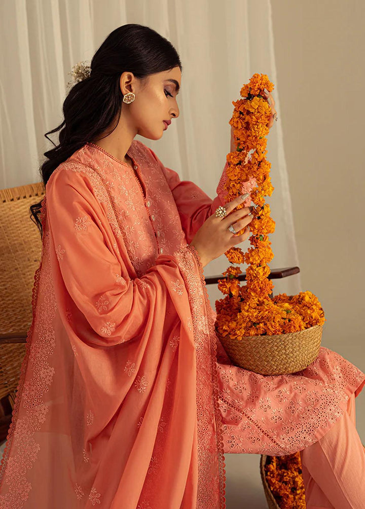 Cross Stitch Embroidered Lawn Suits Unstitched 3 Piece CS23L Coral Fantasy - Summer Collection