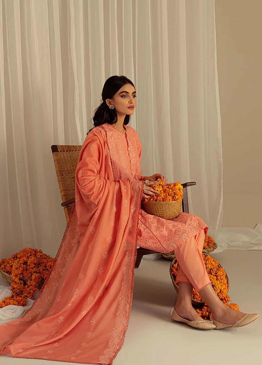 Cross Stitch Embroidered Lawn Suits Unstitched 3 Piece CS23L Coral Fantasy - Summer Collection