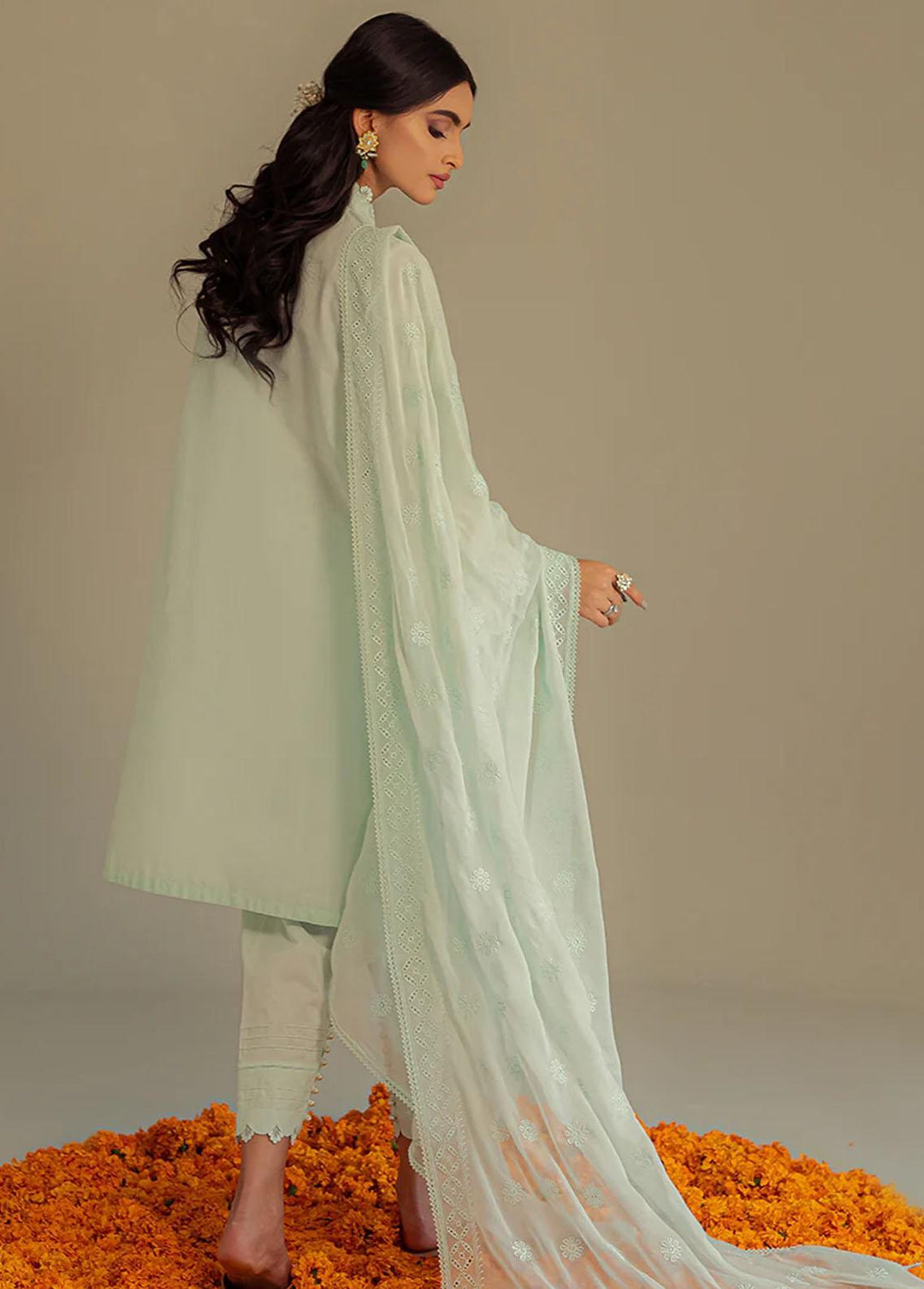 Cross Stitch Embroidered Lawn Suits Unstitched 3 Piece CS23L Dusty Aqua - Summer Collection