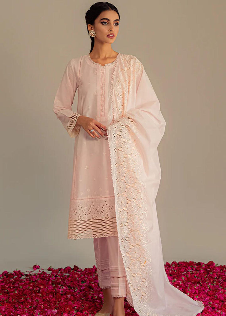 Cross Stitch Embroidered Lawn Suits Unstitched 3 Piece CS23L Ethereal Pink - Summer Collection