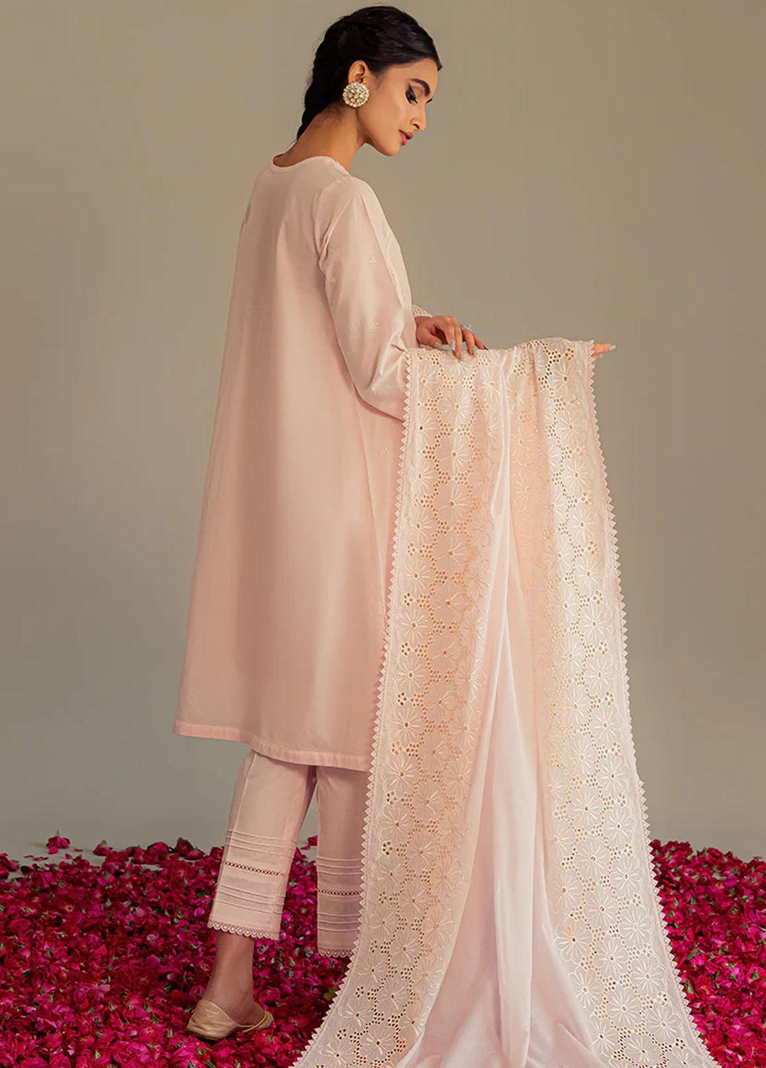 Cross Stitch Embroidered Lawn Suits Unstitched 3 Piece CS23L Ethereal Pink - Summer Collection