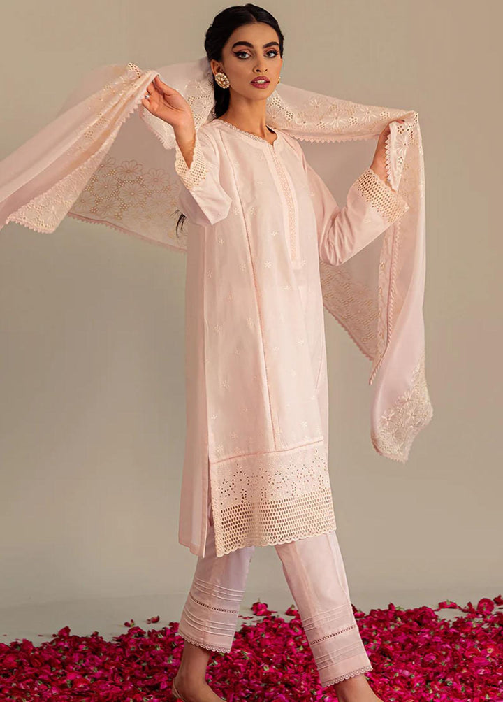 Cross Stitch Embroidered Lawn Suits Unstitched 3 Piece CS23L Ethereal Pink - Summer Collection