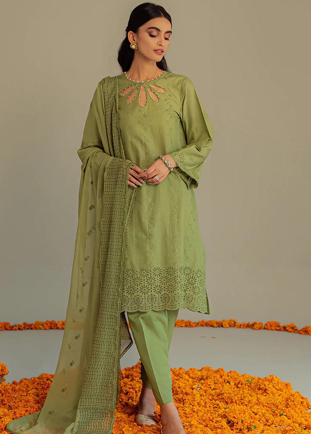 Cross Stitch Embroidered Lawn Suits Unstitched 3 Piece CS23L Floret Fringe - Summer Collection
