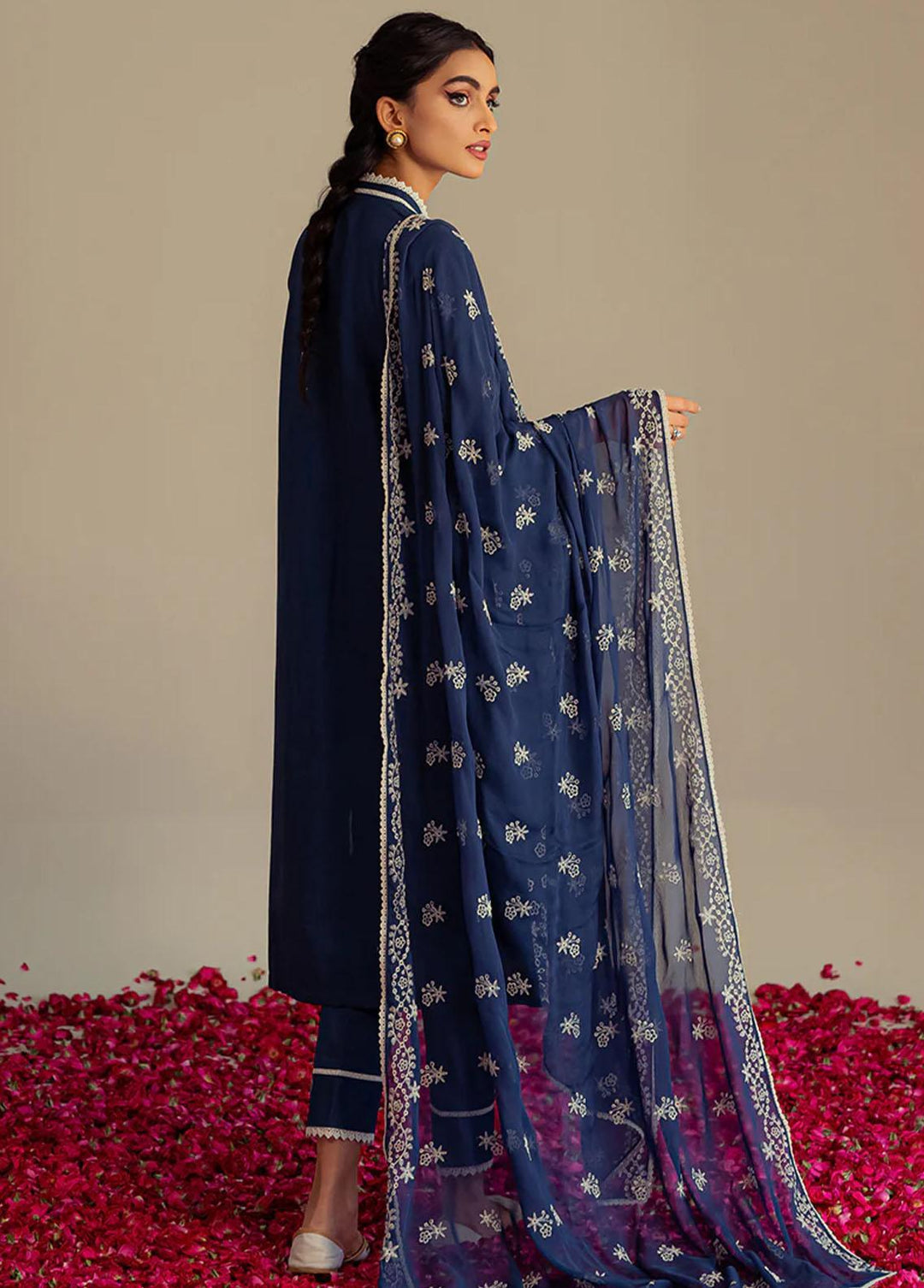 Cross Stitch Embroidered Lawn Suits Unstitched 3 Piece CS23L Moon Stone - Summer Collection