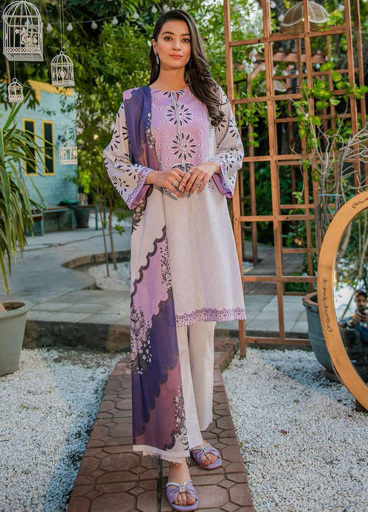 Daily Lawn By Cross Stitch Printed Lawn Suits Unstitched 3 Piece CS22DL 05 LAVENDER DEW - Summer Collection