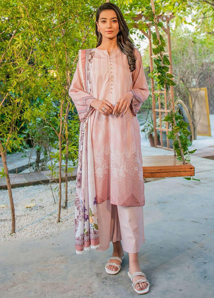 Daily Lawn By Cross Stitch Printed Lawn Suits Unstitched 3 Piece CS22DL 06 PINK SAND - Summer Collection