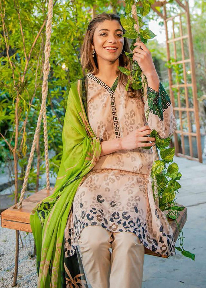 Daily Lawn By Cross Stitch Printed Lawn Suits Unstitched 3 Piece CS22DL 09 CRITTER GREEN - Summer Collection