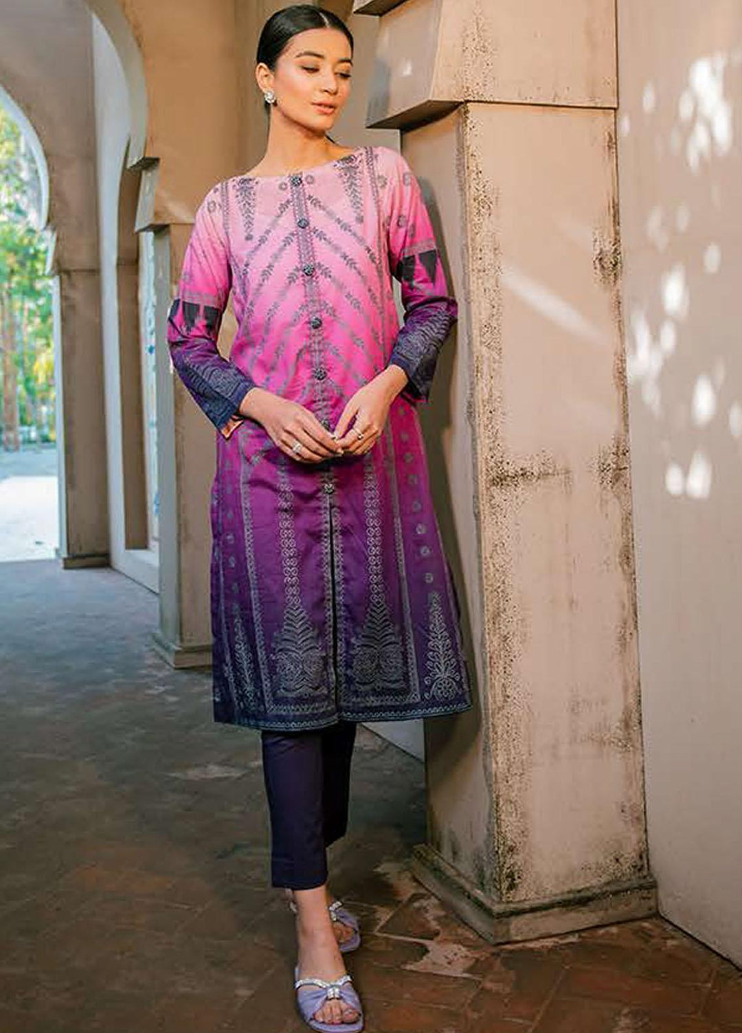 Daily Lawn By Cross Stitch Printed Lawn Suits Unstitched 2 Piece CS22DL 17 HAZEL PLUM - Summer Collection