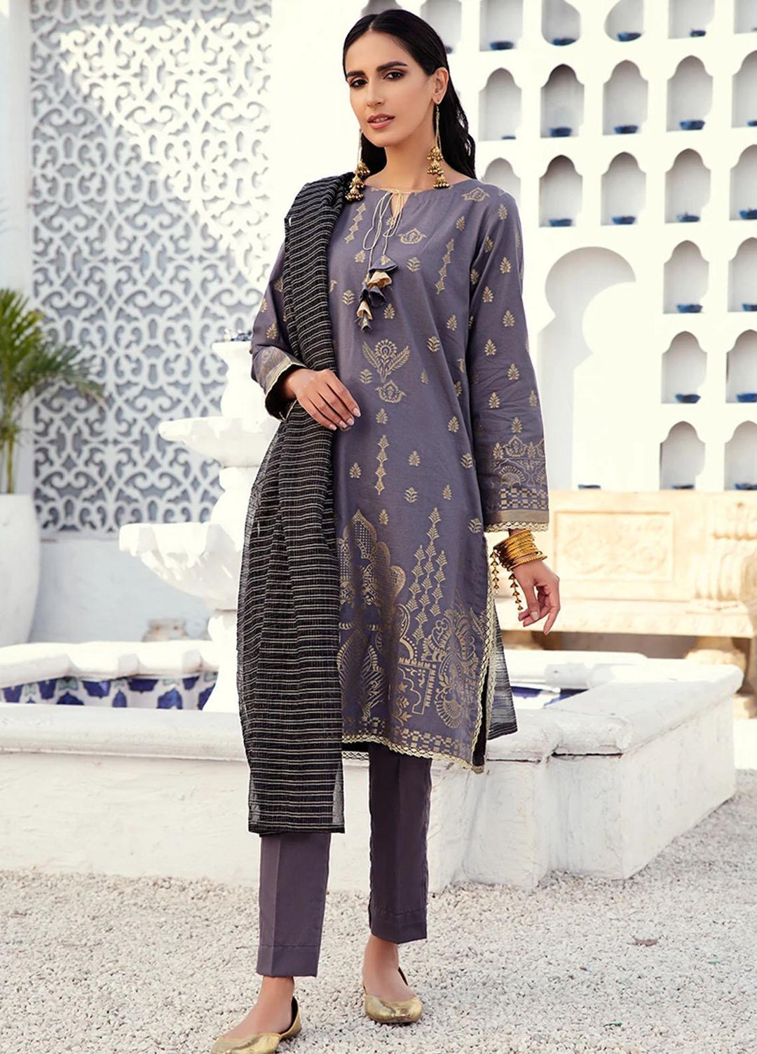 Cross Stitch Jacquard Cotton Suits Unstitched 3 Piece CS21J 01 RUSSET STONE - Summer Collection