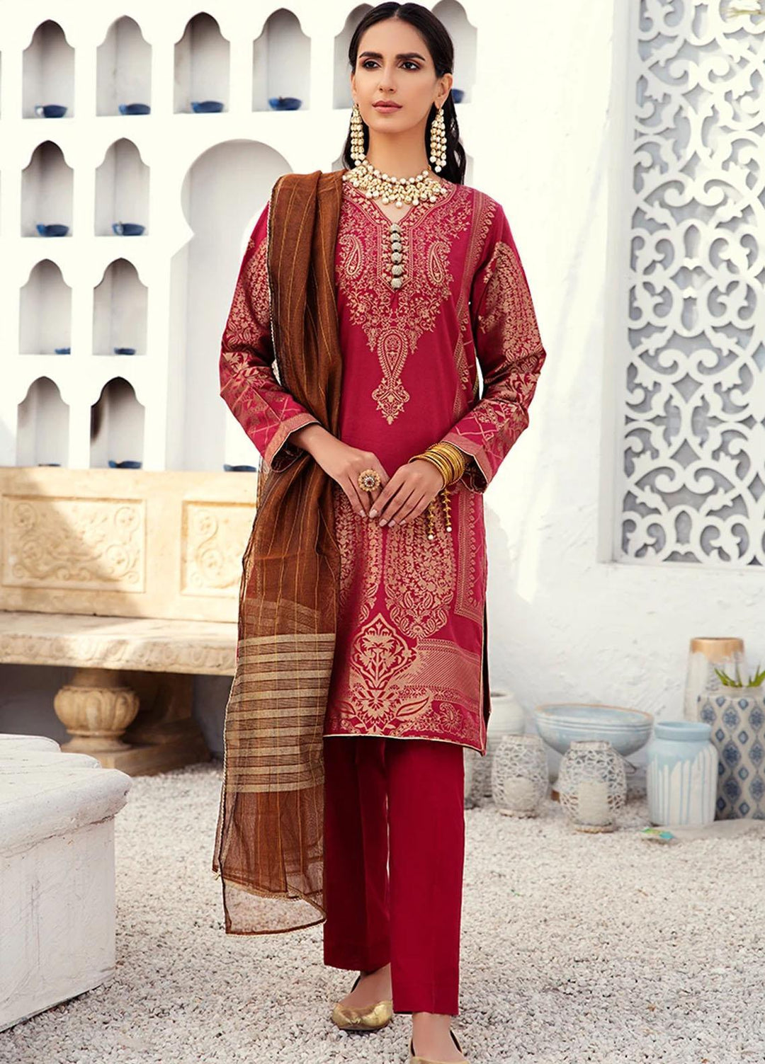 Cross Stitch Jacquard Cotton Suits Unstitched 3 Piece CS21J 02 DEEP NOIRE - Summer Collection