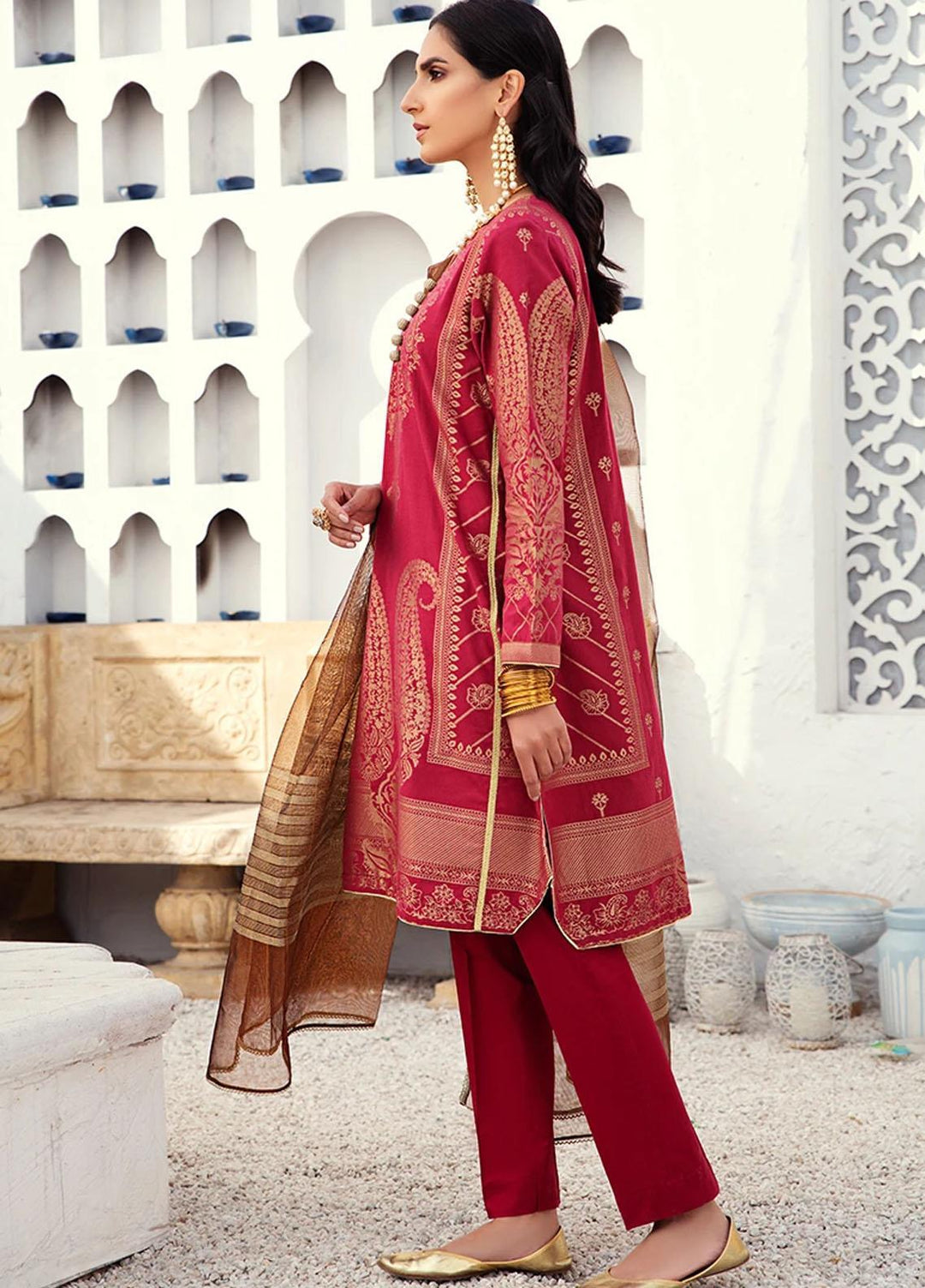 Cross Stitch Jacquard Cotton Suits Unstitched 3 Piece CS21J 02 DEEP NOIRE - Summer Collection