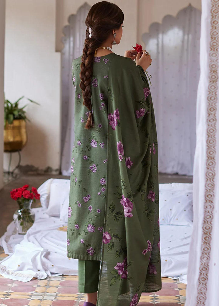 Cross Stitch Embroidered Khaddar Suits Unstitched 3 Piece CS23KL Olive Meadow - Winter Collection