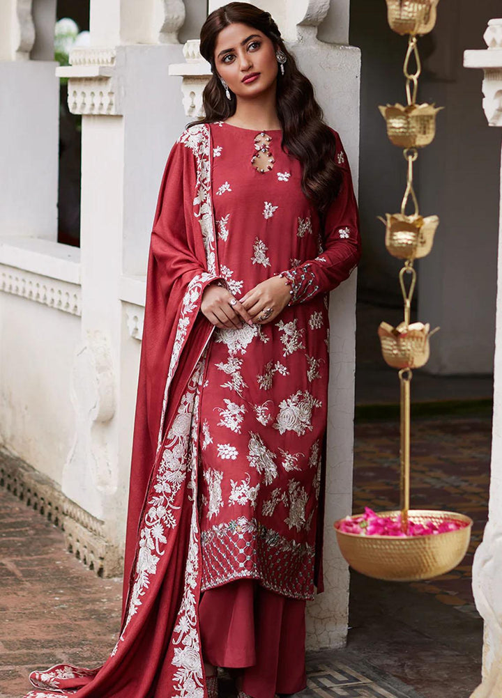 Cross Stitch Embroidered Linen Suits Unstitched 3 Piece CS23KL Scarlet Sage - Winter Collection