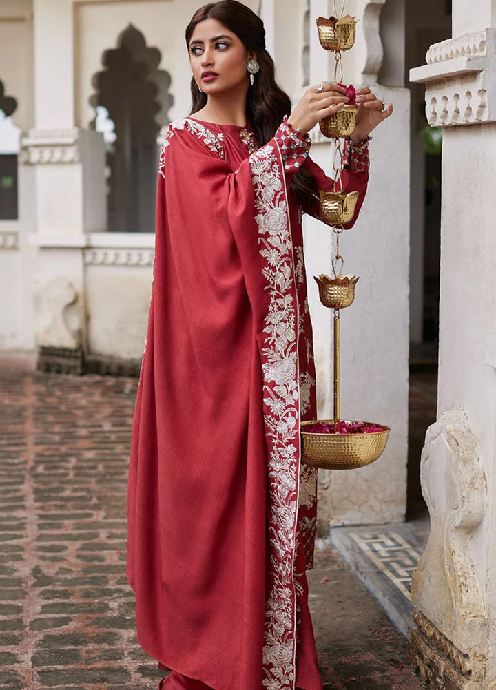 Cross Stitch Embroidered Linen Suits Unstitched 3 Piece CS23KL Scarlet Sage - Winter Collection