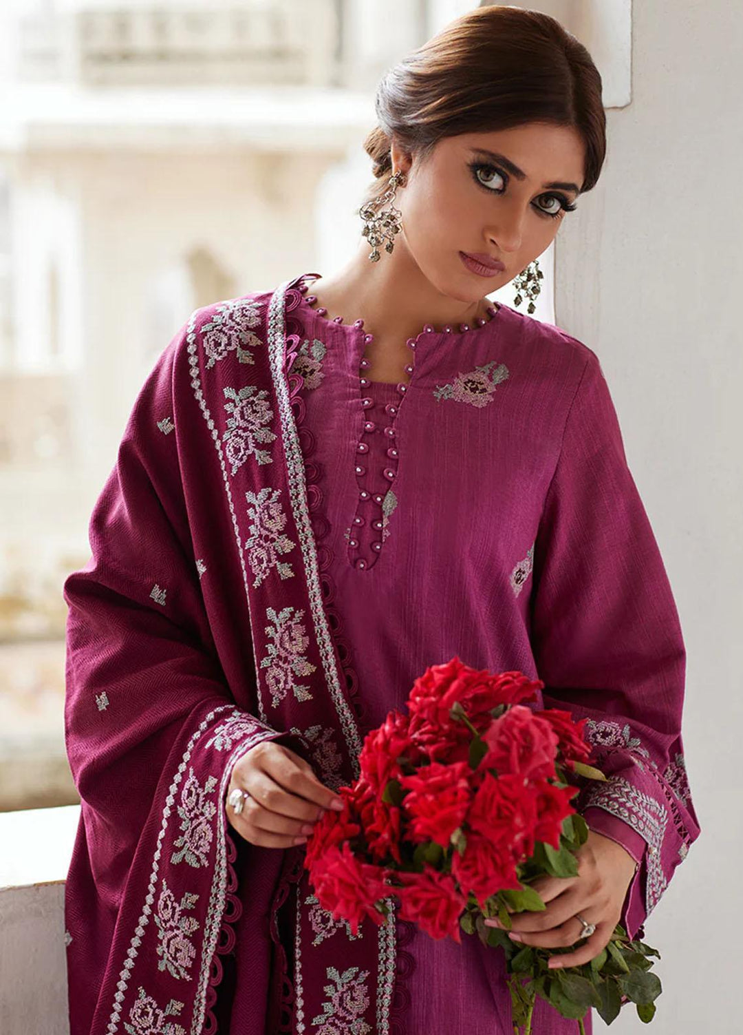 Cross Stitch Embroidered Khaddar Suits Unstitched 3 Piece CS23KL Mulberry Craft - Winter Collection
