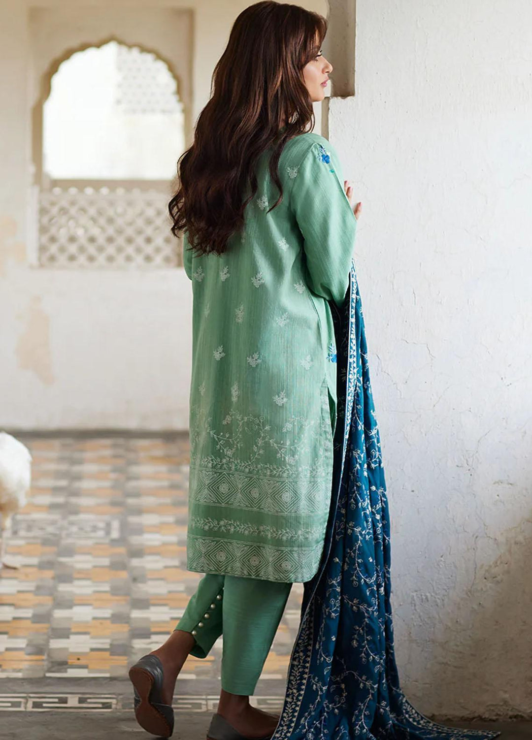 Cross Stitch Embroidered Khaddar Suits Unstitched 3 Piece CS23KL Royal Dusk - Winter Collection