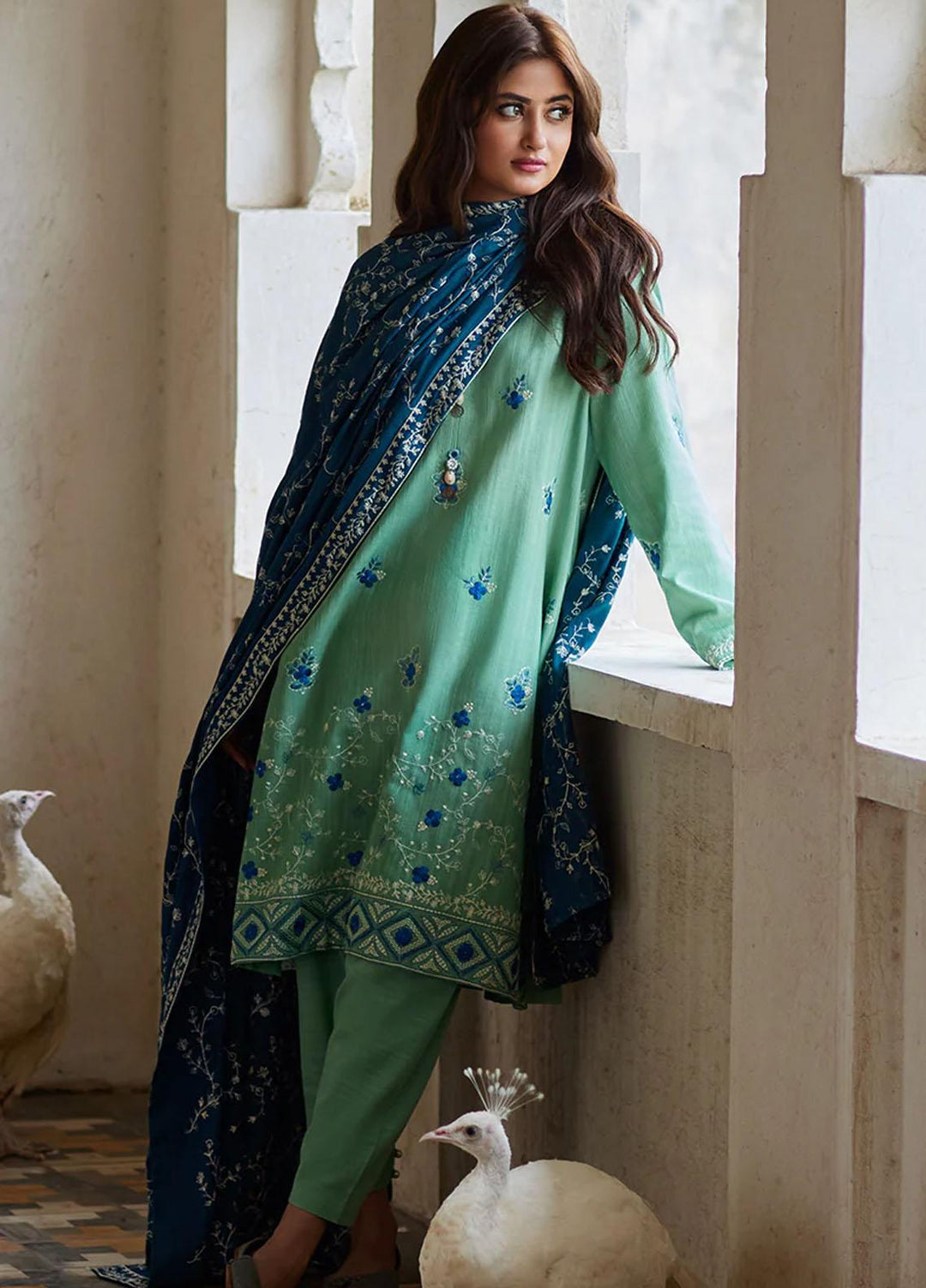 Cross Stitch Embroidered Khaddar Suits Unstitched 3 Piece CS23KL Royal Dusk - Winter Collection